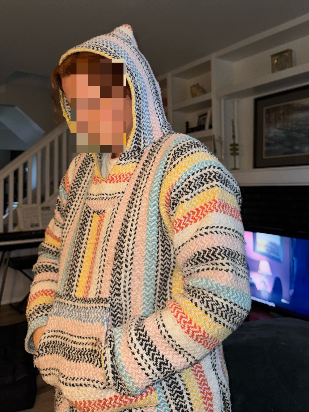 Multicolor Baja Hoodie Sweater - Soft Knit Hooded Pullover